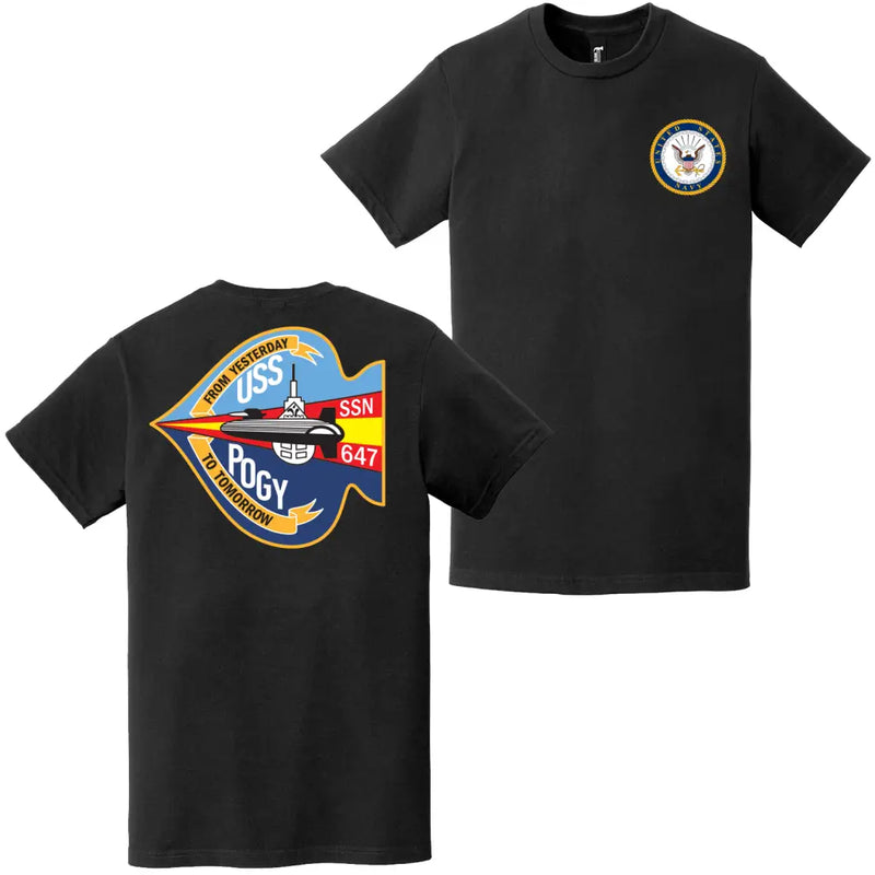 USS Pogy (SSN-647) Double-Sided Logo T-Shirt