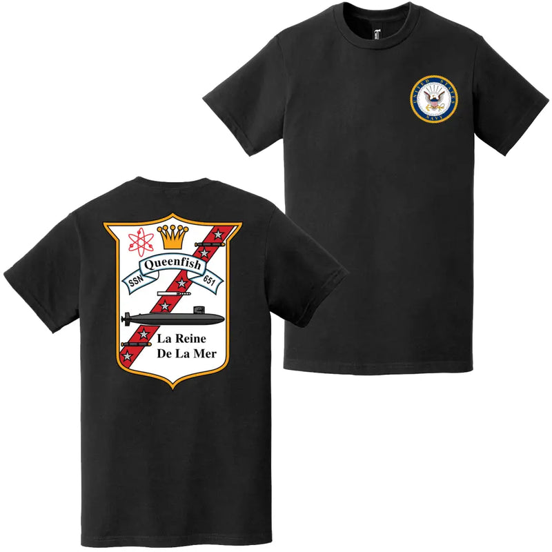 USS Queenfish (SSN-651) Double-Sided Logo T-Shirt