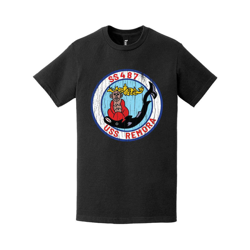 Distressed USS Remora (SS-487) Logo Crest T-Shirt