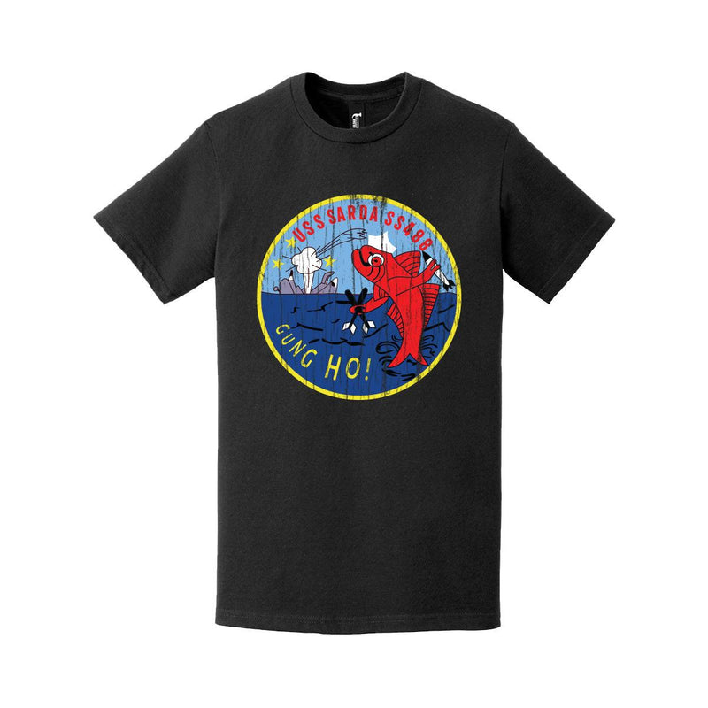 Distressed USS Sarda (SS-488) Logo Crest T-Shirt