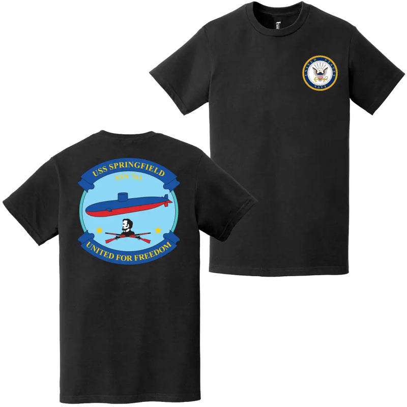 USS Springfield (SSN-761) Double-Sided Logo T-Shirt