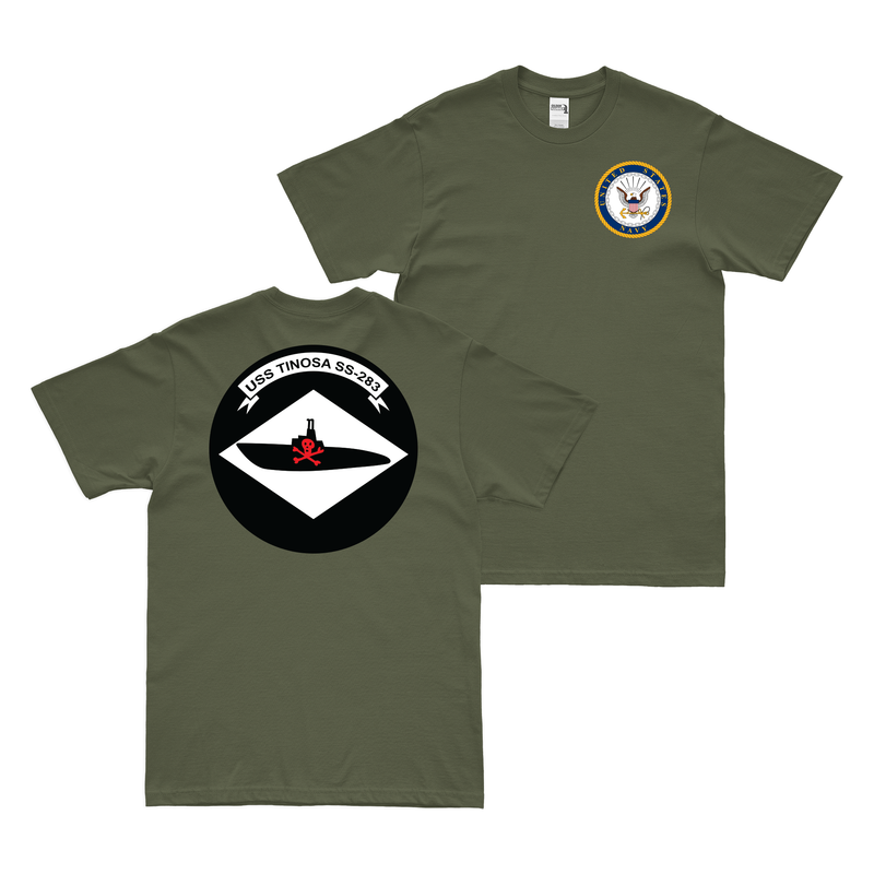 Double-Sided USS Tinosa (SS-283) Gato-class Submarine T-Shirt