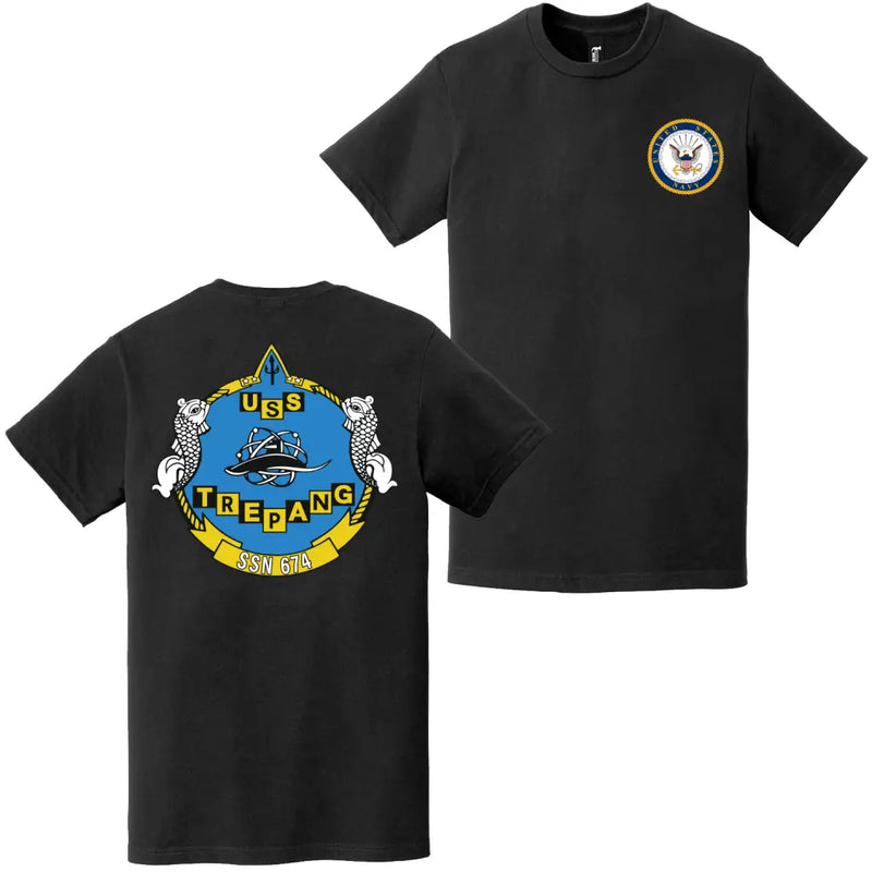 USS Trepang (SSN-674) Double-Sided Logo T-Shirt