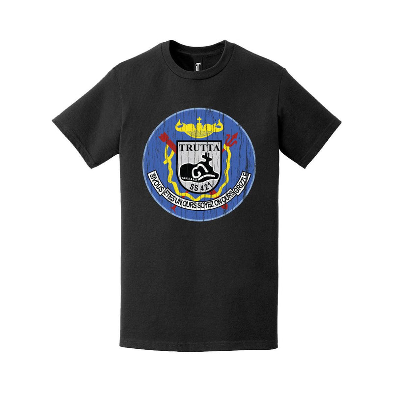 Distressed USS Trutta (SS-421) Logo Crest T-Shirt