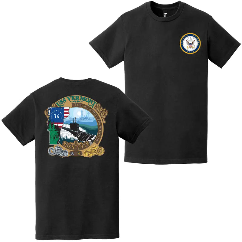 USS Vermont (SSN-792) Double-Sided Logo T-Shirt