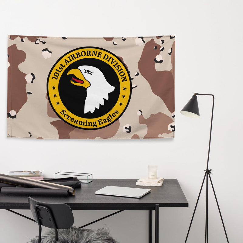 101st Airborne Chocolate-Chip Camo Emblem Flag
