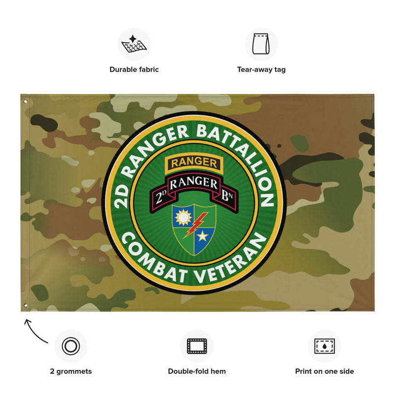 2d Ranger Battalion Combat Veteran Multicam Flag