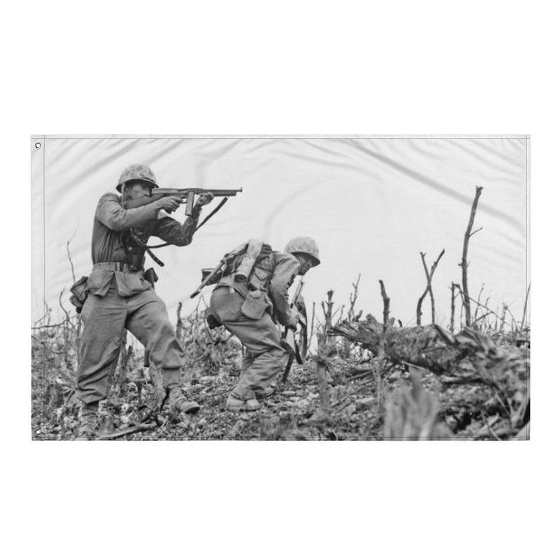 Marines Fightning on Okinawa WW2 USMC Flag