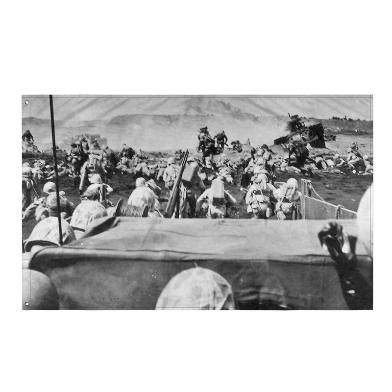 Marines Landing during the Battle of Iwo Jima USMC WW2 Flag