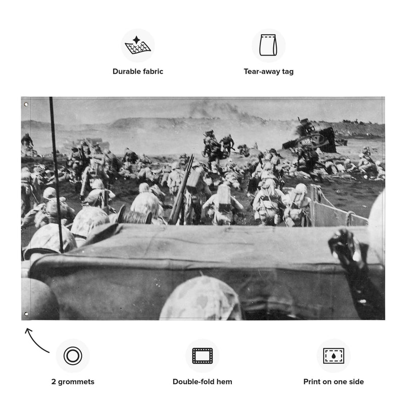 Marines Landing during the Battle of Iwo Jima USMC WW2 Flag