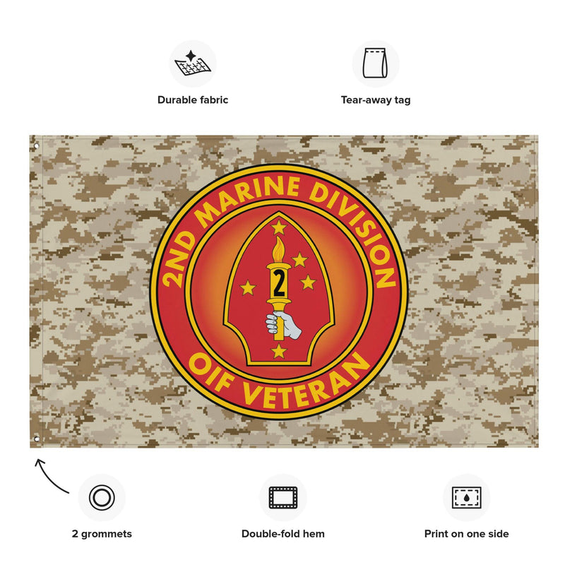 2nd Marine Division OIF Veteran Emblem MARPAT Flag