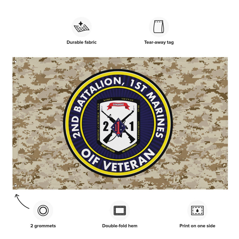 2/1 Marines OIF Veteran Emblem MARPAT Flag