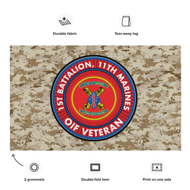 1/11 Marines OIF Veteran Emblem MARPAT Flag