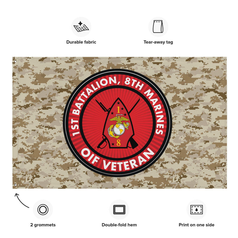 1/8 Marines OIF Veteran Emblem MARPAT Flag