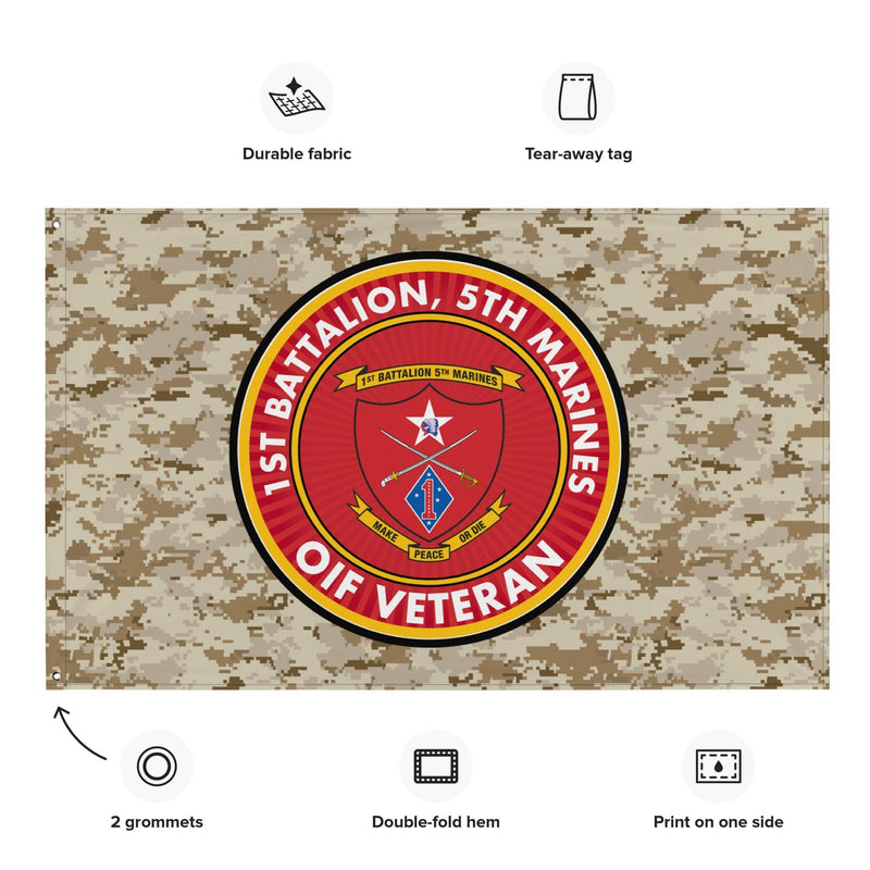 1/5 Marines OIF Veteran Emblem MARPAT Flag