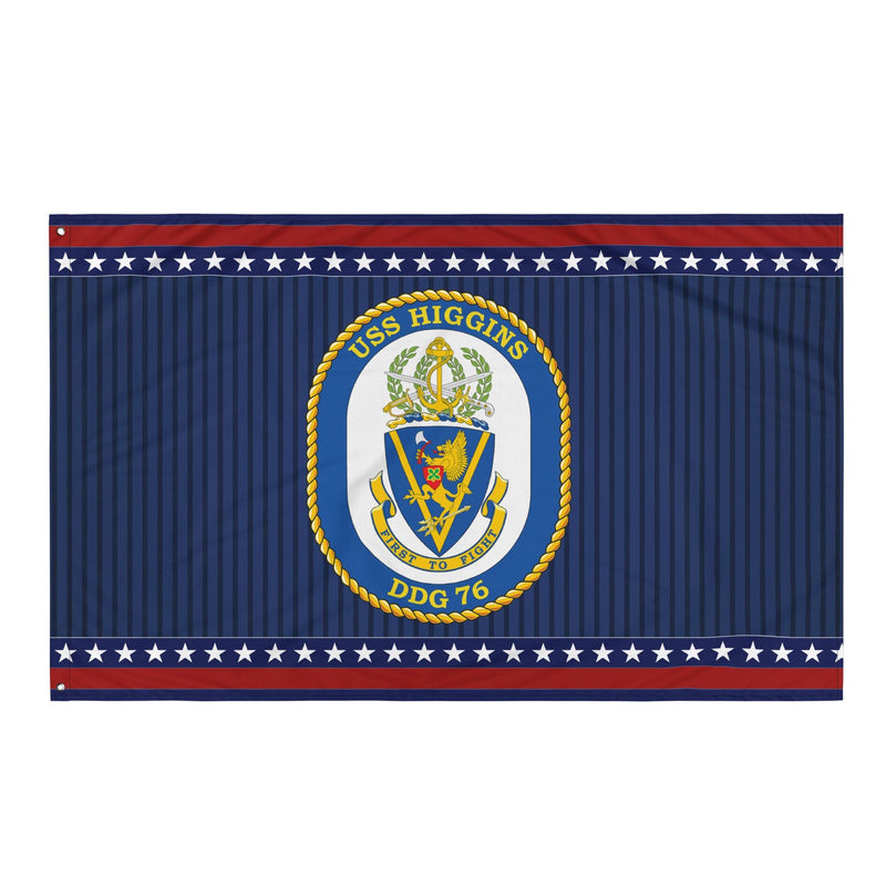 Patriotic USS Higgins (DDG-76) Ship's Crest Wall Flag