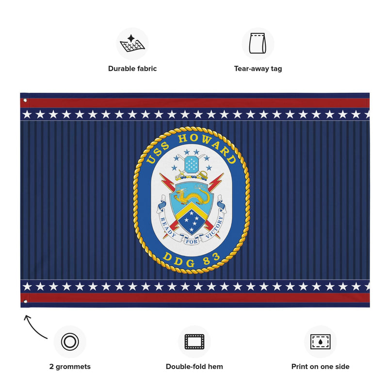 Patriotic USS Howard (DDG-83) Ship's Crest Wall Flag