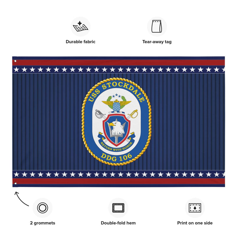 Patriotic USS Stockdale (DDG-106) Ship's Crest Wall Flag