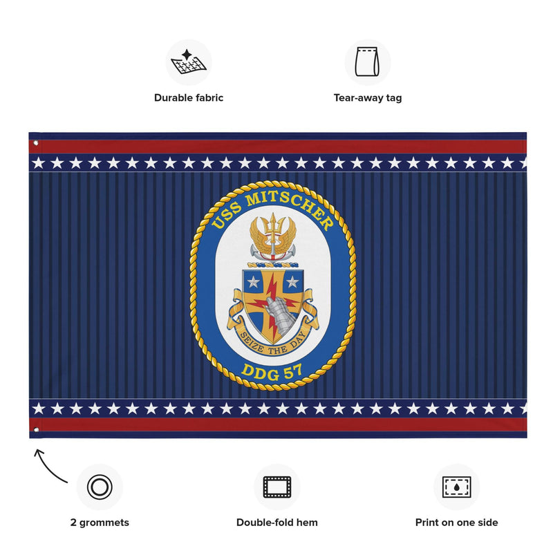 Patriotic USS Mitscher (DDG-57) Ship's Crest Wall Flag