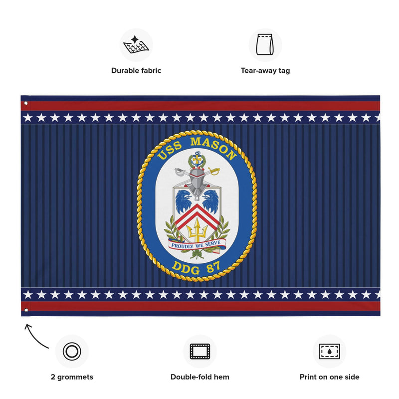 Patriotic USS Mason (DDG-87) Ship's Crest Wall Flag
