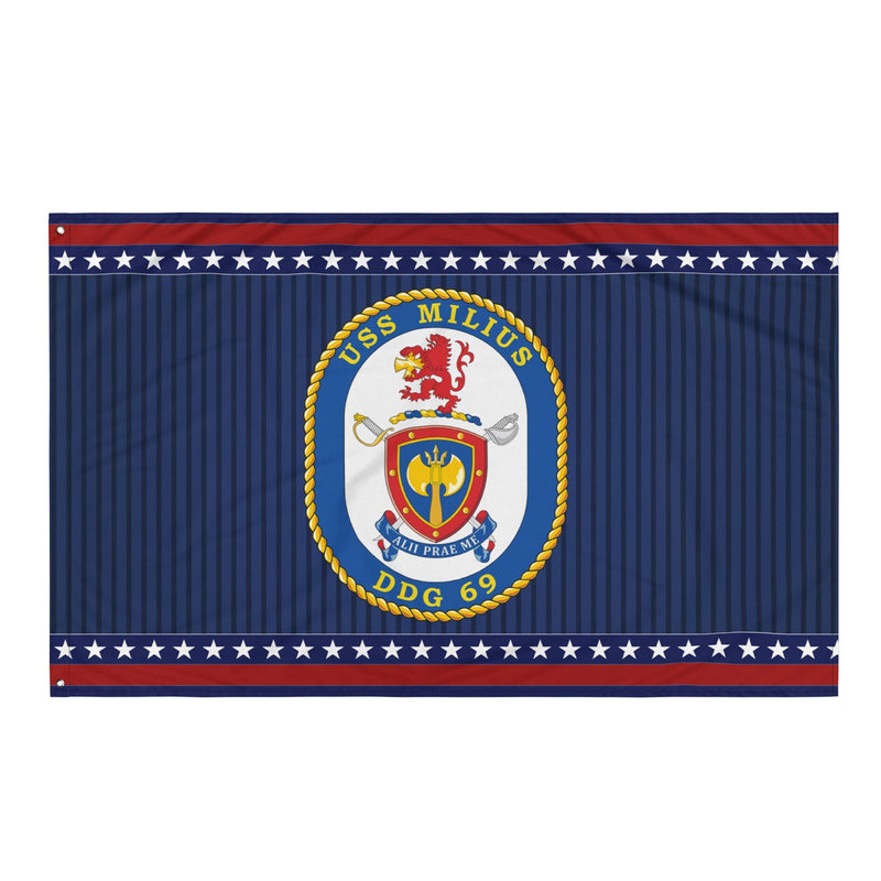 Patriotic USS Milius (DDG-69) Ship's Crest Wall Flag