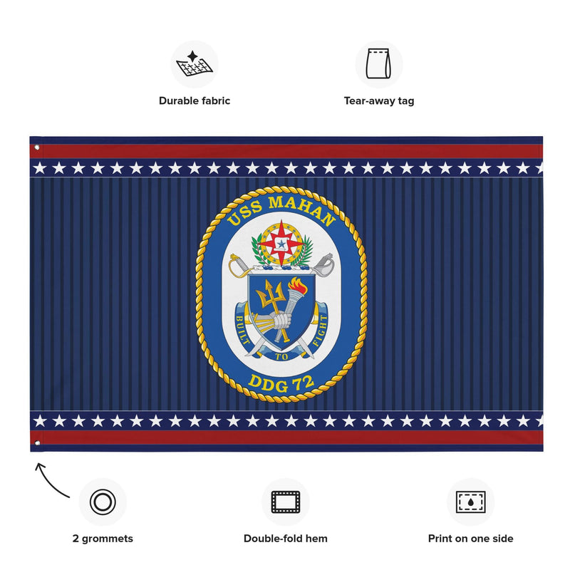 Patriotic USS Mahan (DDG-72) Ship's Crest Wall Flag