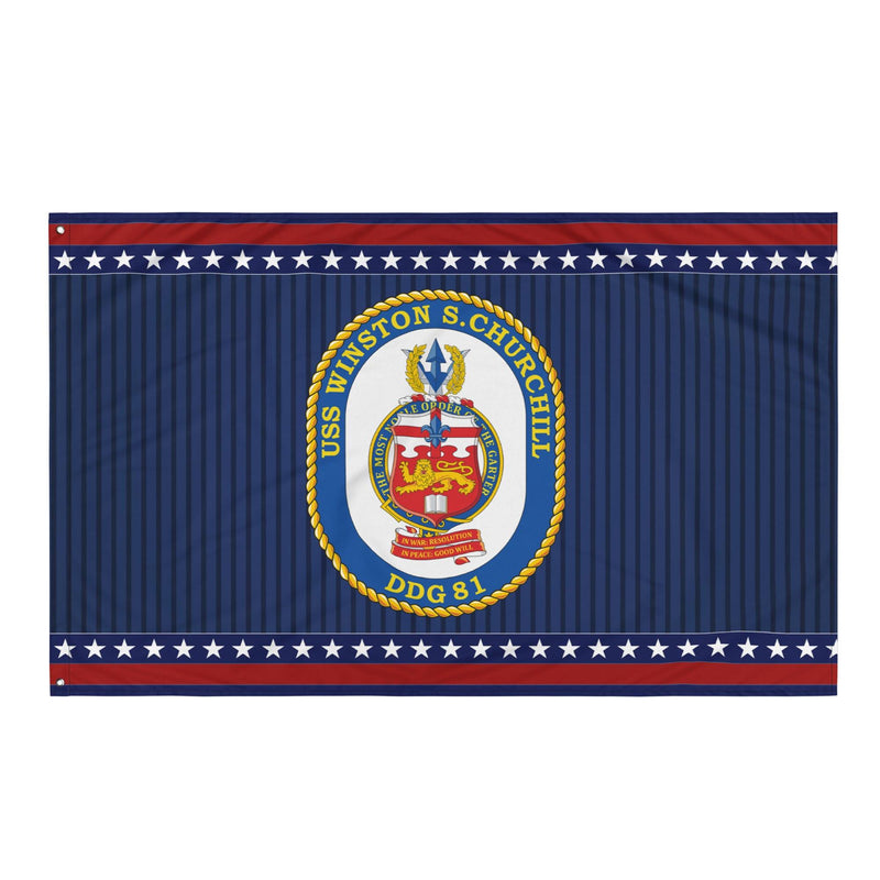 Patriotic USS Winston S. Churchill (DDG-81) Ship's Crest Wall Flag