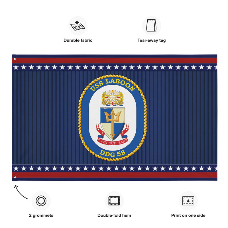 Patriotic USS Laboon (DDG-58) Ship's Crest Wall Flag