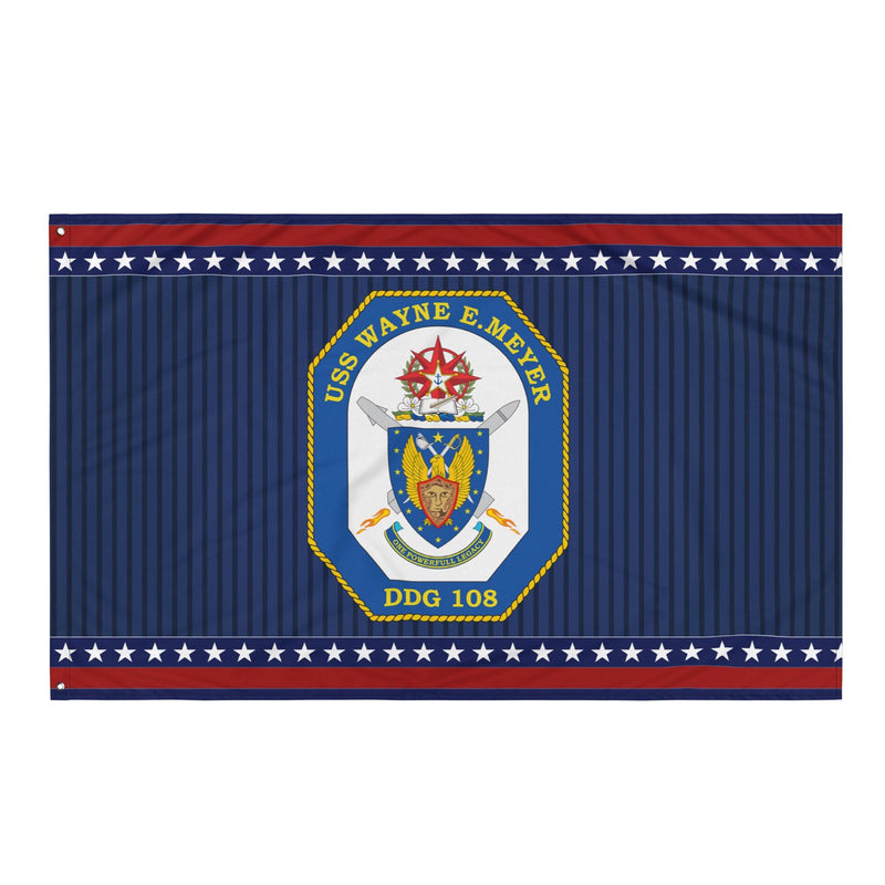 Patriotic USS Wayne E. Meyer (DDG-108) Ship's Crest Wall Flag