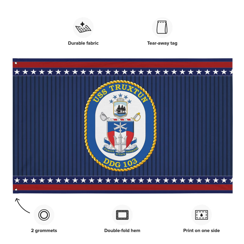 Patriotic USS Truxtun (DDG-103) Ship's Crest Wall Flag