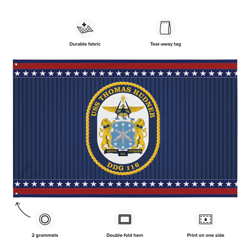 Patriotic USS Thomas Hudner (DDG-116) Ship's Crest Wall Flag