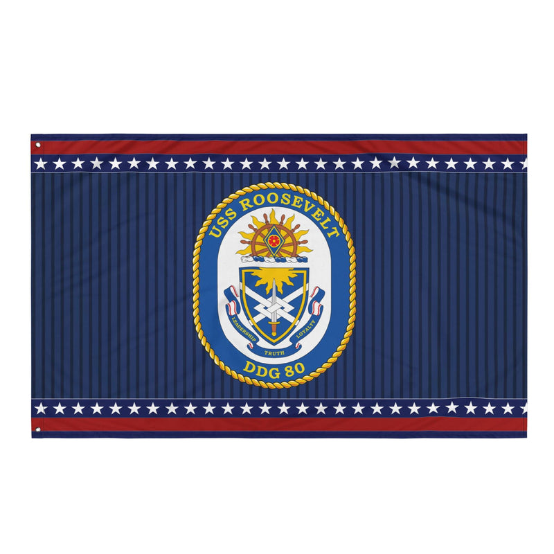 Patriotic USS Roosevelt (DDG-80) Ship's Crest Wall Flag