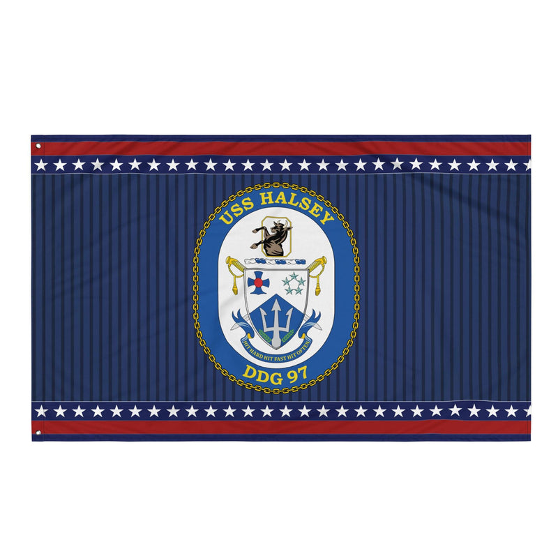 Patriotic USS Halsey (DDG-97) Ship's Crest Wall Flag