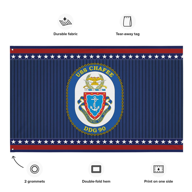 Patriotic USS Chafee (DDG-90) Ship's Crest Wall Flag