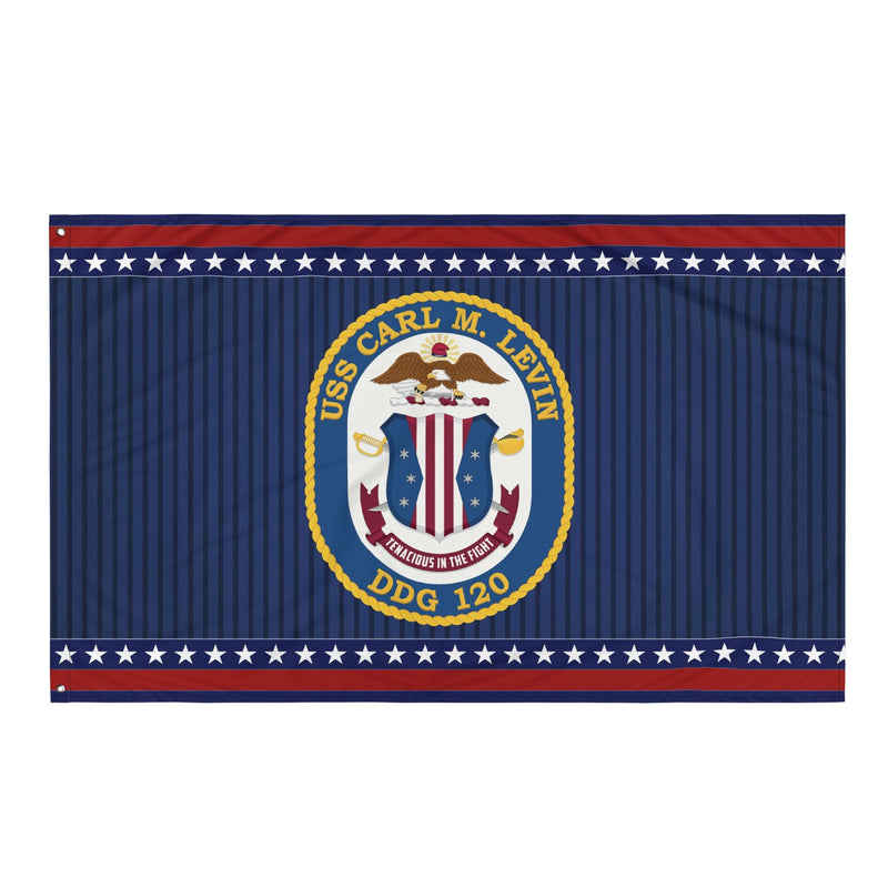 Patriotic USS Carl M. Levin (DDG-120) Ship's Crest Wall Flag