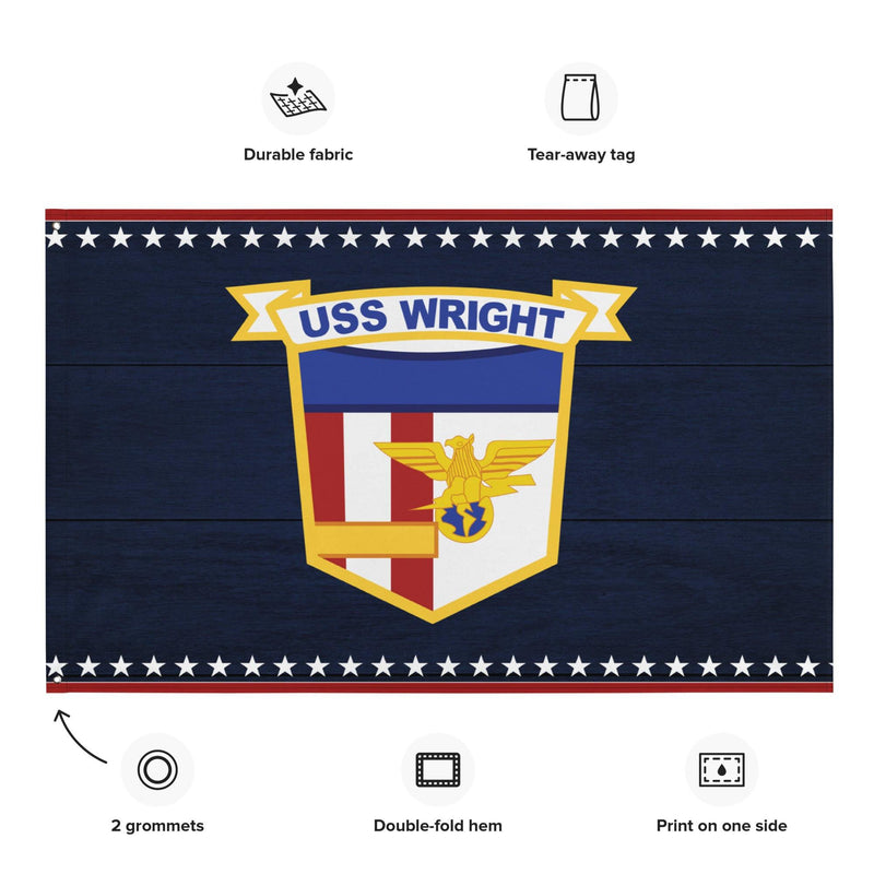 Patriotic USS Wright (CVL-49) Aircraft Carrier Wall Flag