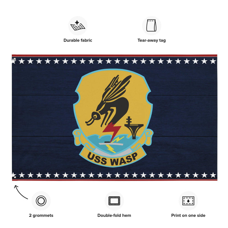 Patriotic USS Wasp (CV-18) Aircraft Carrier Wall Flag