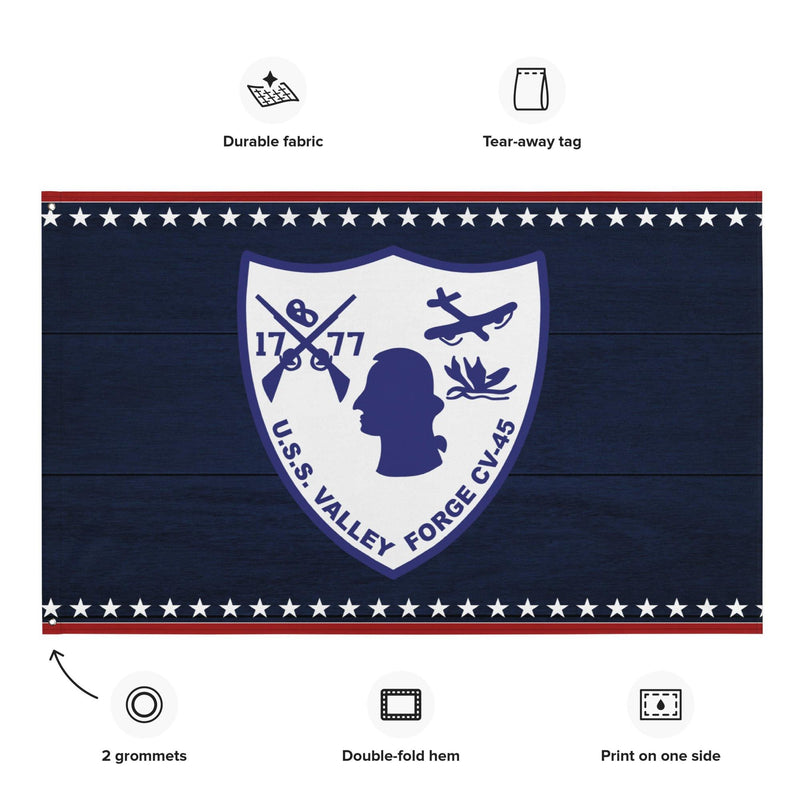 Patriotic USS Valley Forge (CV-45) Aircraft Carrier Wall Flag