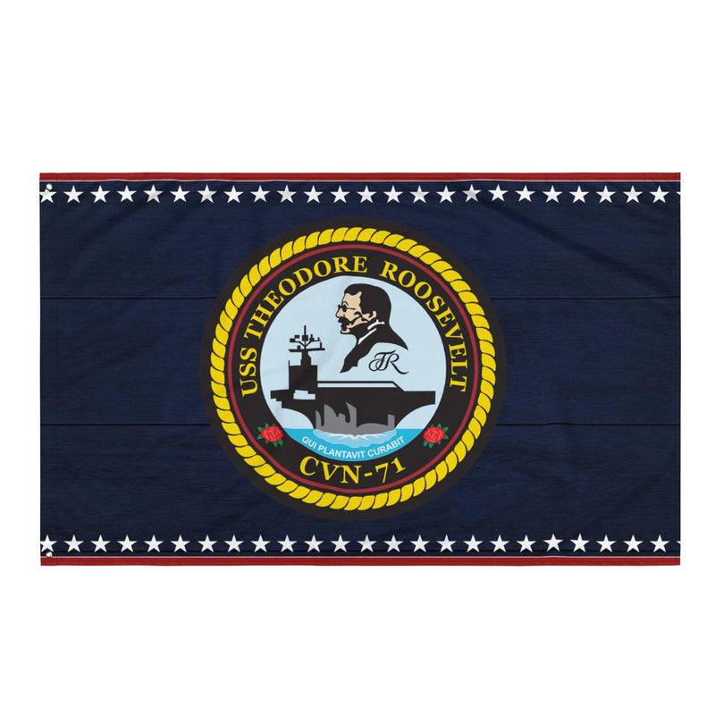 Patriotic USS Theodore Roosevelt (CVN-71) Aircraft Carrier Wall Flag