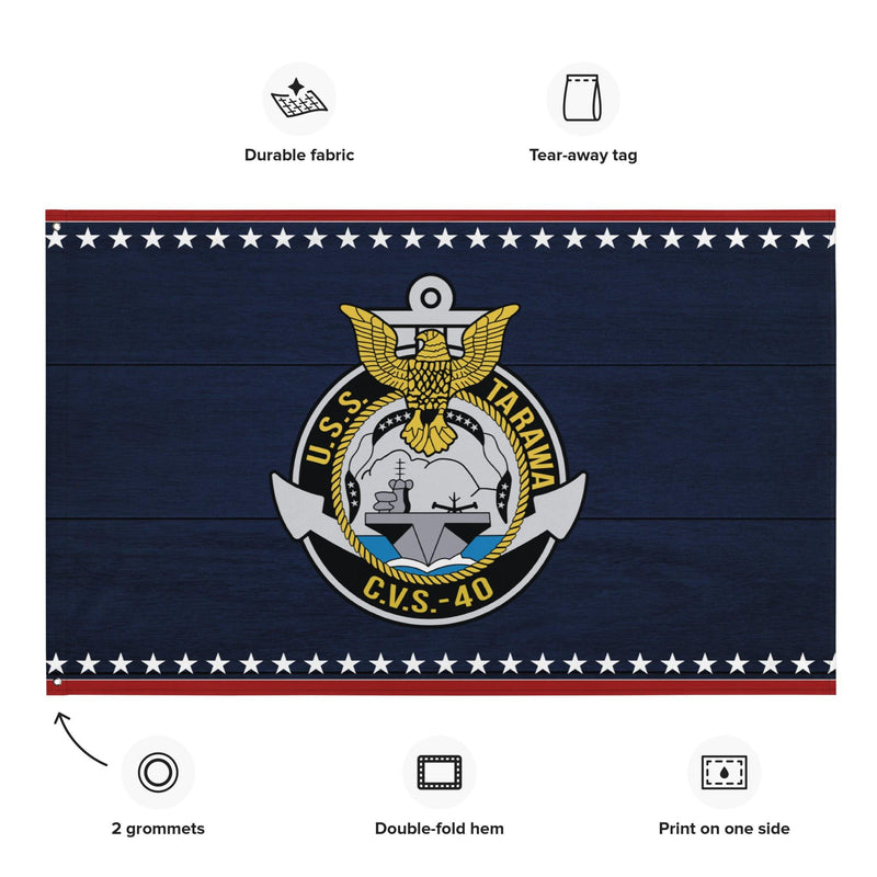 Patriotic USS Tarawa (CVS-40) Aircraft Carrier Wall Flag