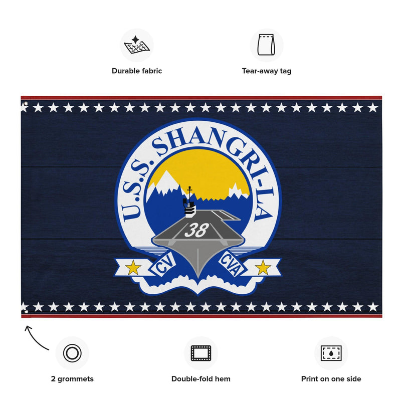 Patriotic USS Shangri-La (CV-38) Aircraft Carrier Wall Flag