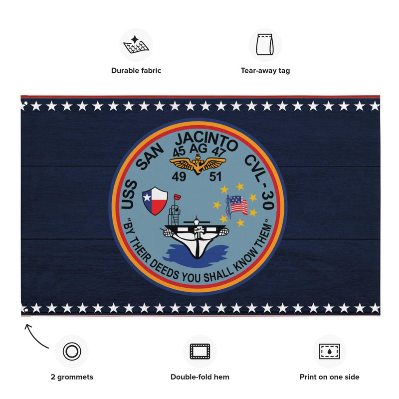 Patriotic USS San Jacinto (CVL-30) Aircraft Carrier Flag