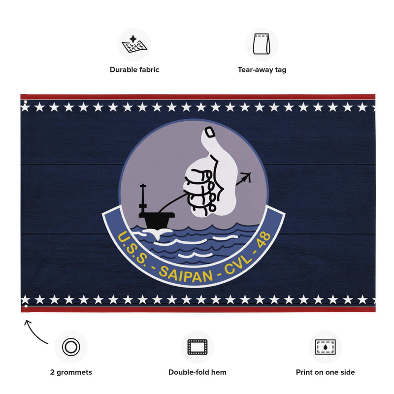 Patriotic USS Saipan (CVL-48) Aircraft Carrier Flag
