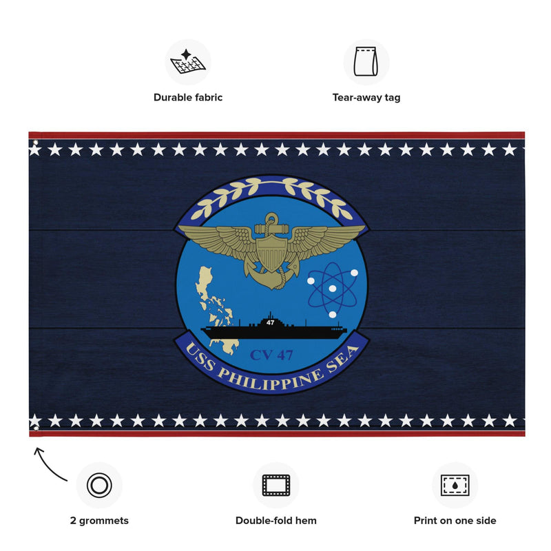Patriotic USS Philippine Sea (CV-47) Aircraft Carrier Flag