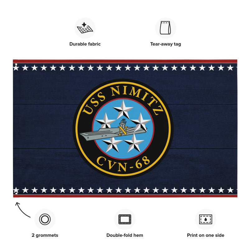 Patriotic USS Nimitz (CVN-68) Aircraft Carrier Flag