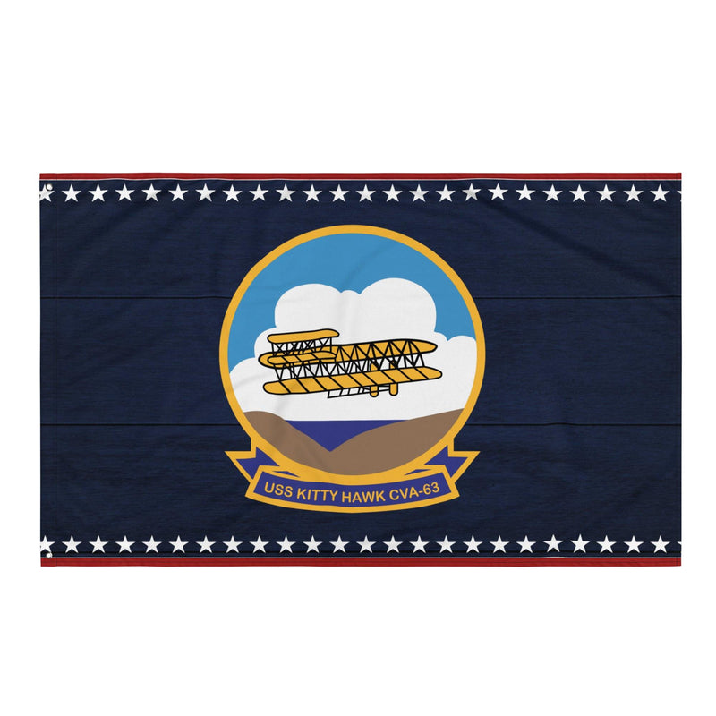 Patriotic USS Kitty Hawk (CVA-63) Ship's Crest Emblem Wall Flag