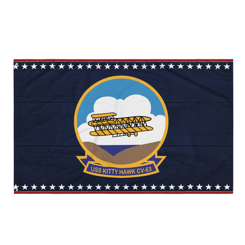Patriotic USS Kitty Hawk (CV-63) Ship's Crest Emblem Wall Flag