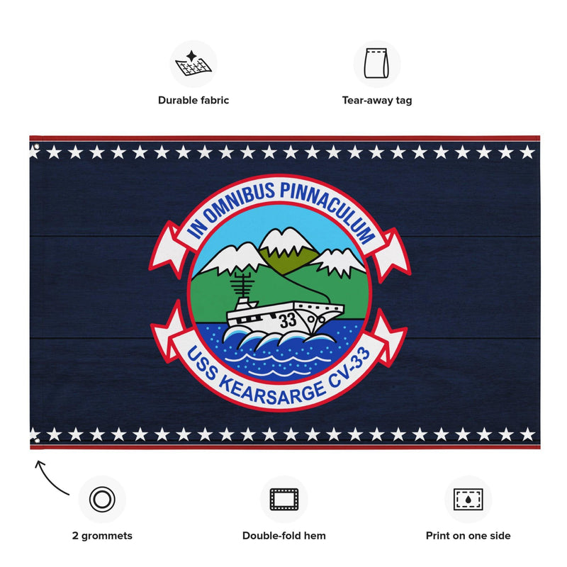 Patriotic USS Kearsarge (CV-33) Ship's Crest Emblem Wall Flag