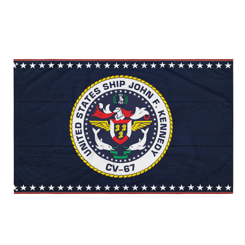 Patriotic USS John F. Kennedy (CV-67) Ship's Crest Emblem Wall Flag