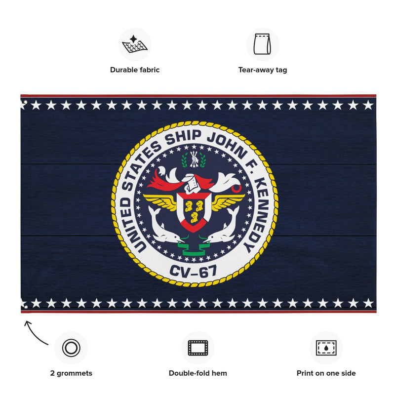 Patriotic USS John F. Kennedy (CV-67) Ship's Crest Emblem Wall Flag